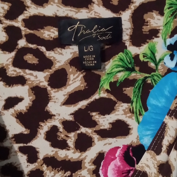 Thalia Sodi Animal Print High Low Dress with Vibrant Accents - Picture 3 of 6